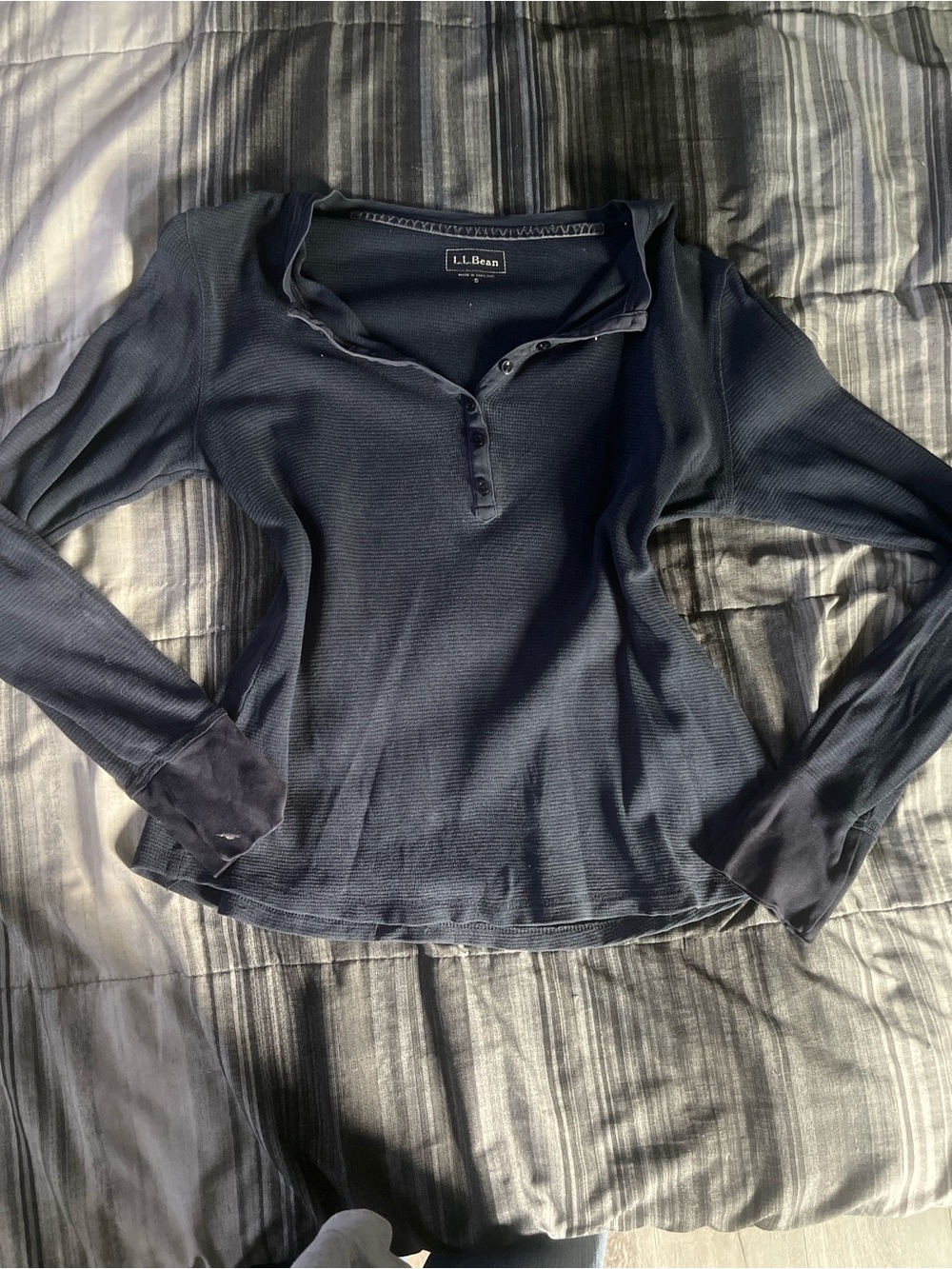 L.L. Bean Women's Long Sleeve Henley in Navy